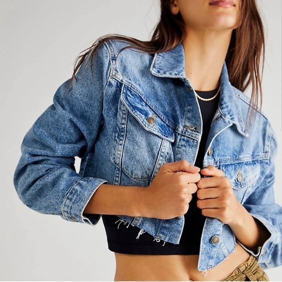 Free People Ollie Denim Trucker Jacket - Picture 1 of 8